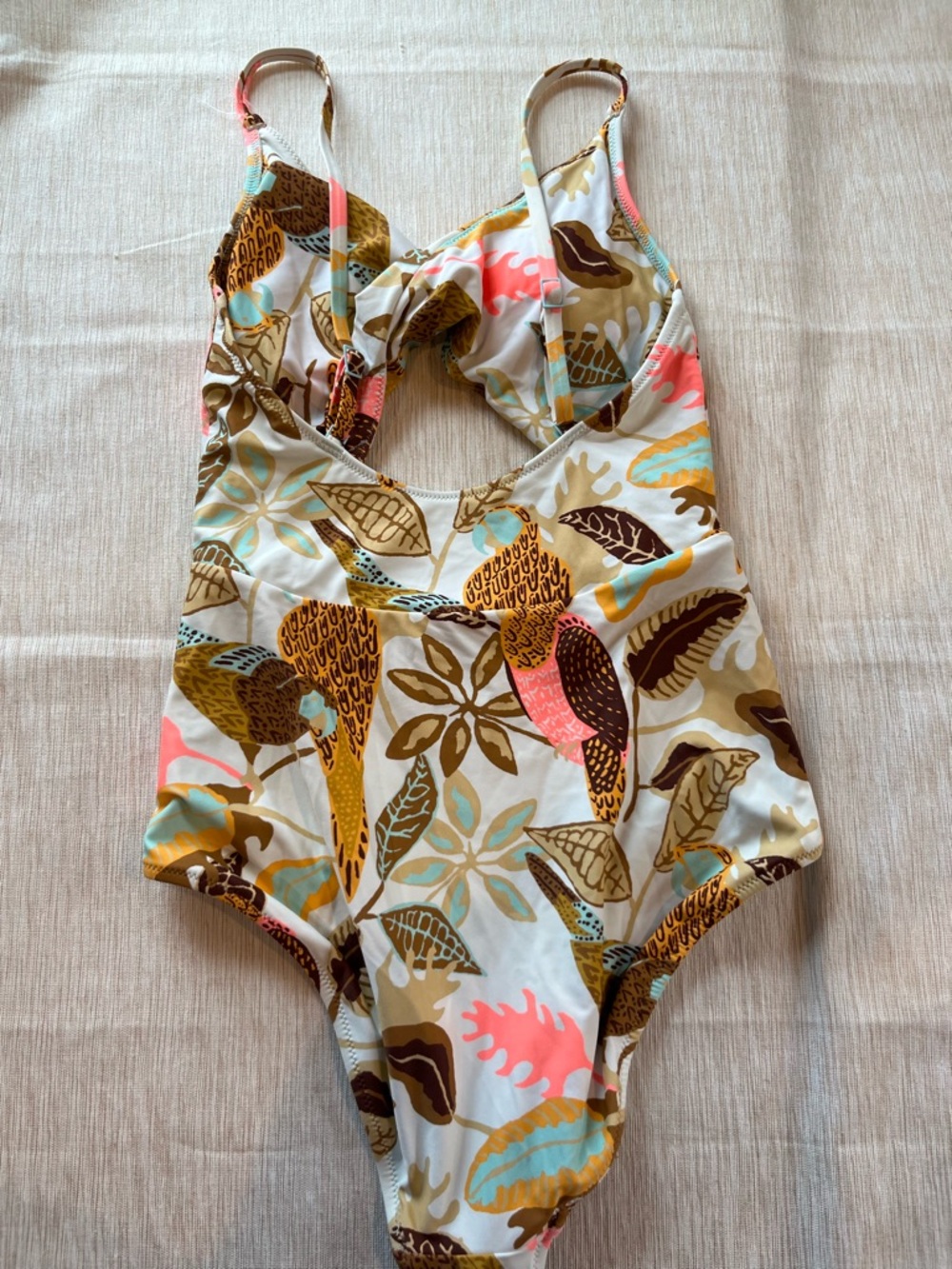 aerie Twist Cutout One-Piece Swimsuit Women’s Bohemian Tropical Small Long - Picture 7 of 11